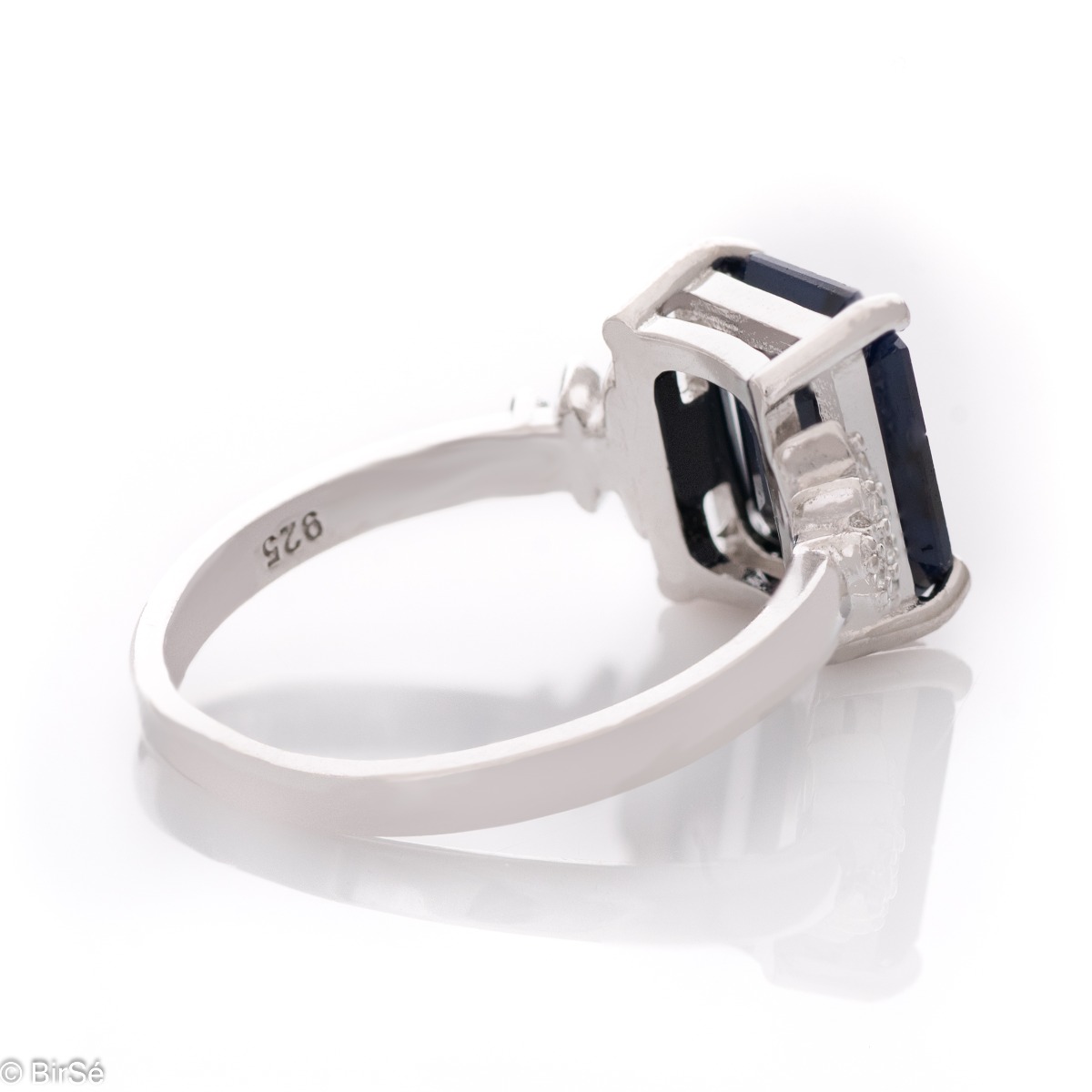 Silver ring Baguette - Natural Sapphire 3,15 ct.