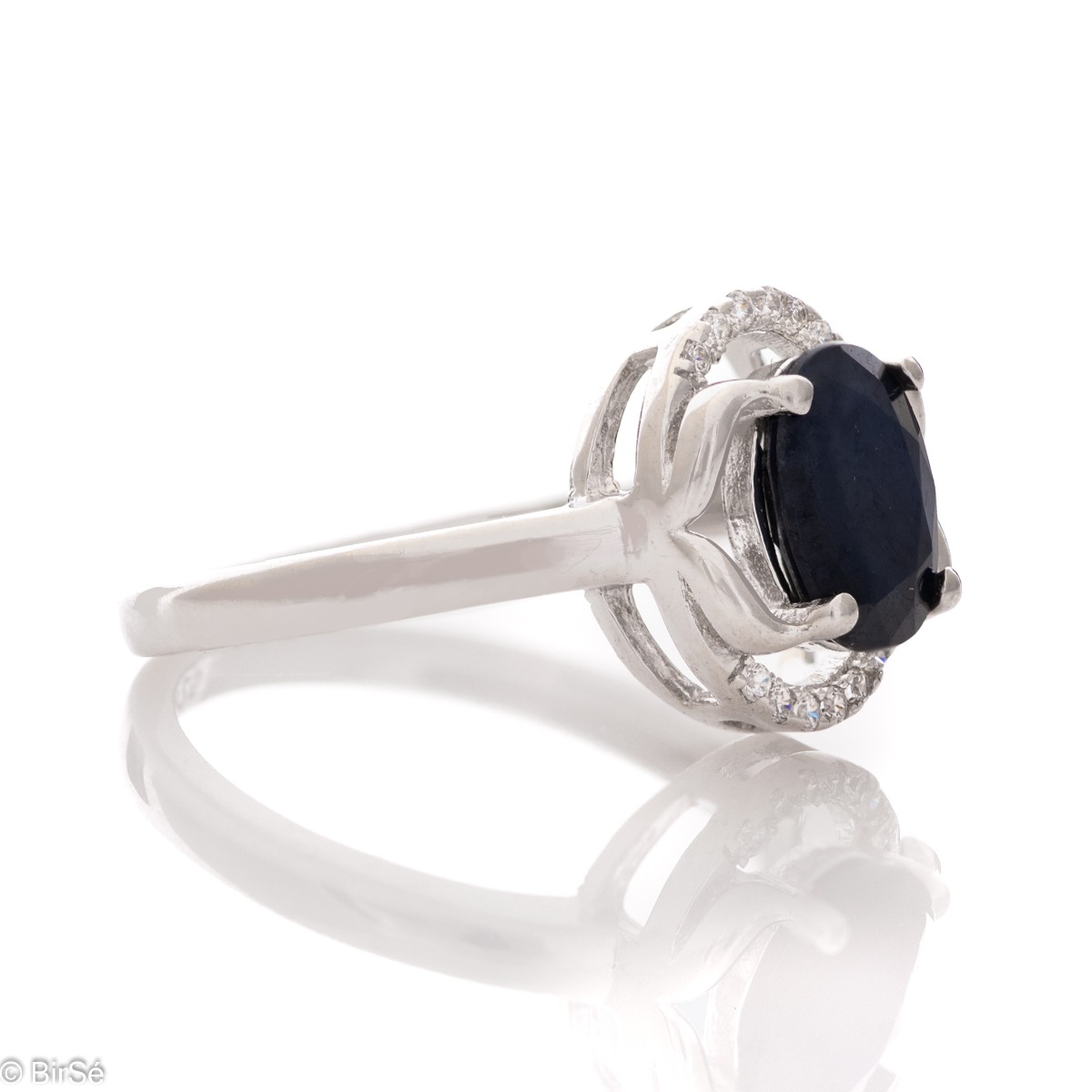 Silver ring - Natural Sapphire 1,00 ct.