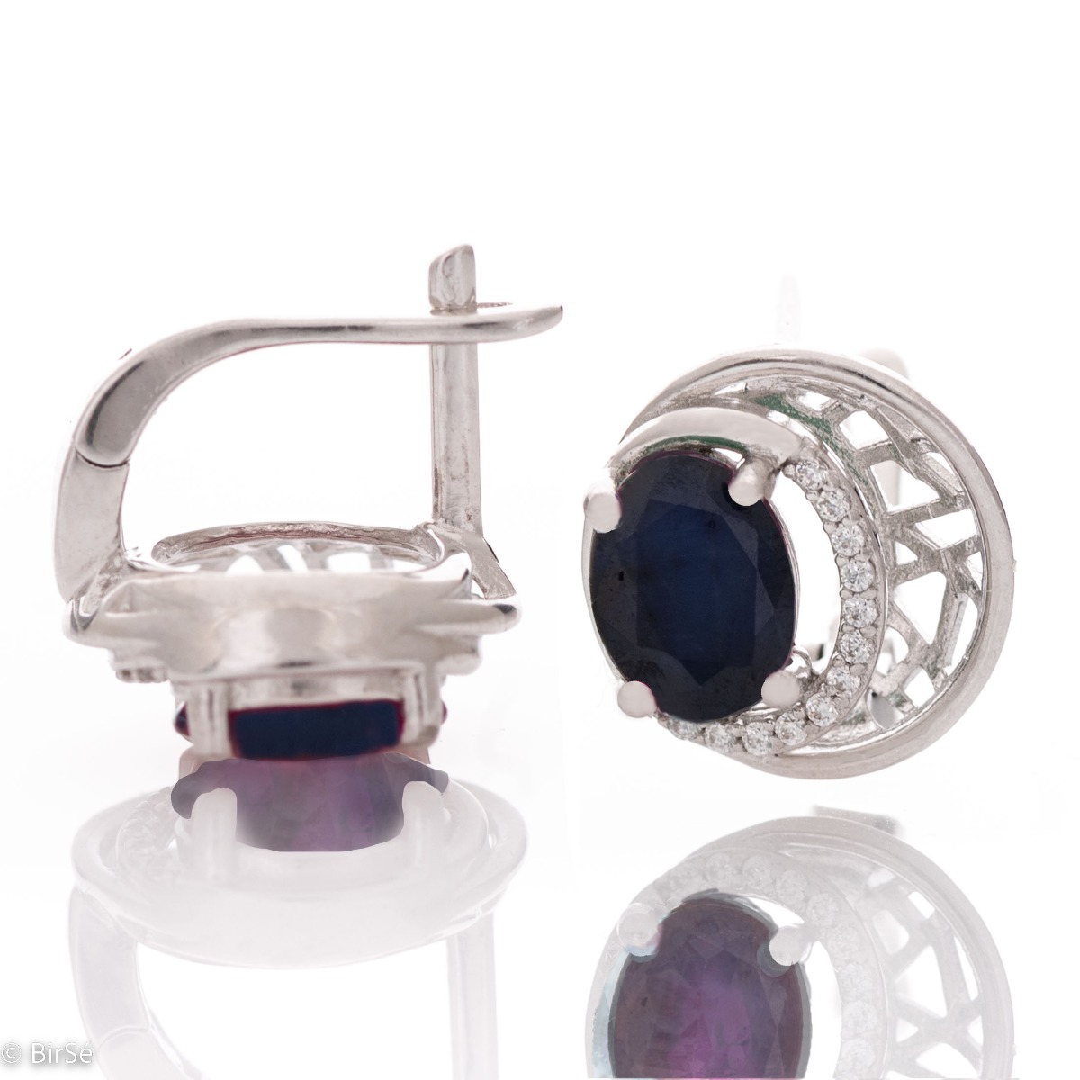 Silver earrings - Natural Sapphire 3,10 ct.