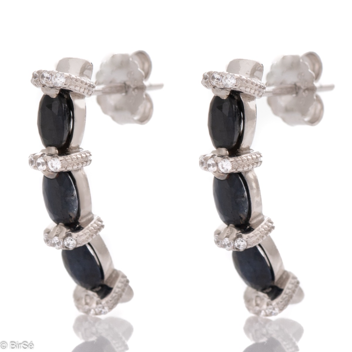 Silver earrings - Natural Sapphire 2,10 ct.