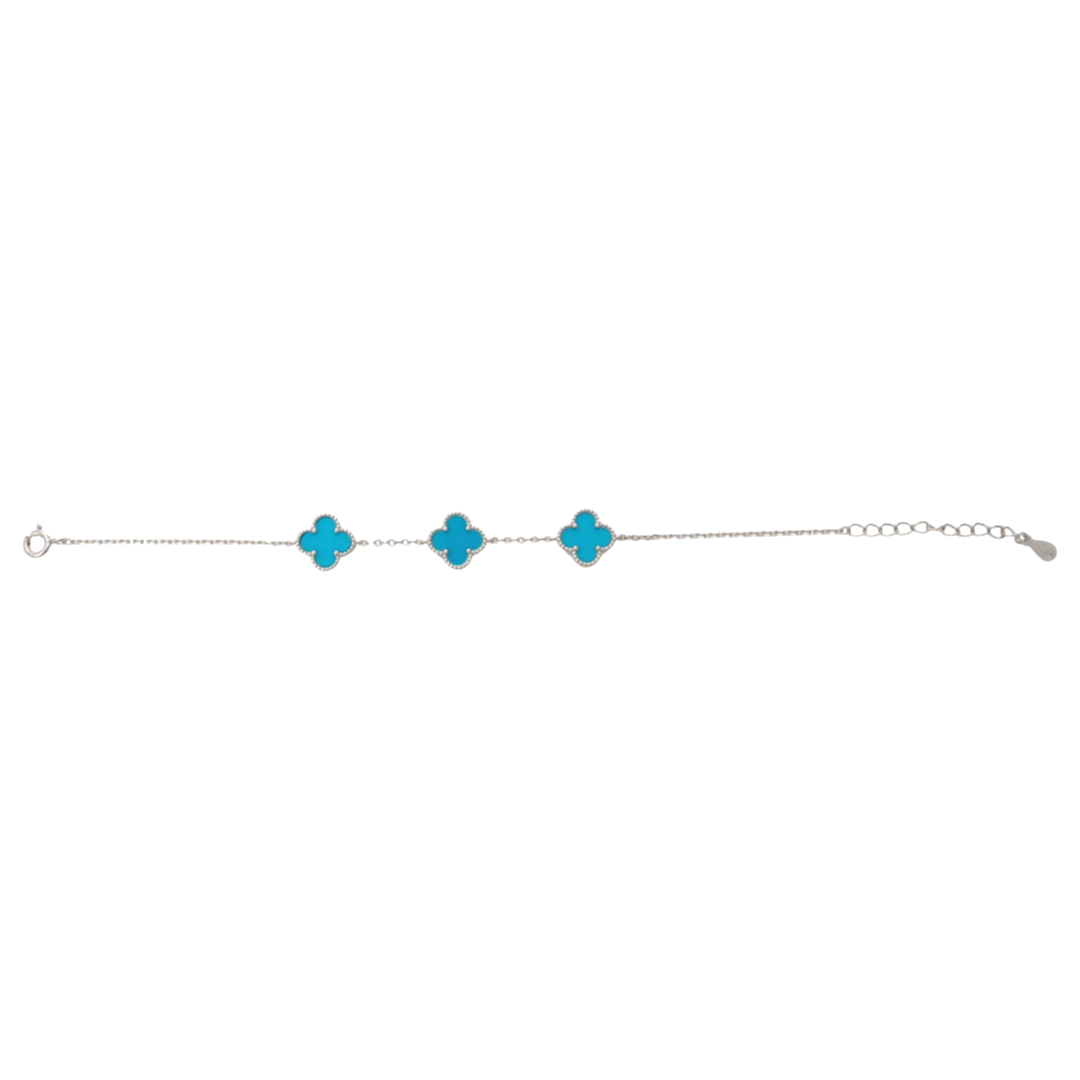 Silver Bracelet with Turquoise Flowers