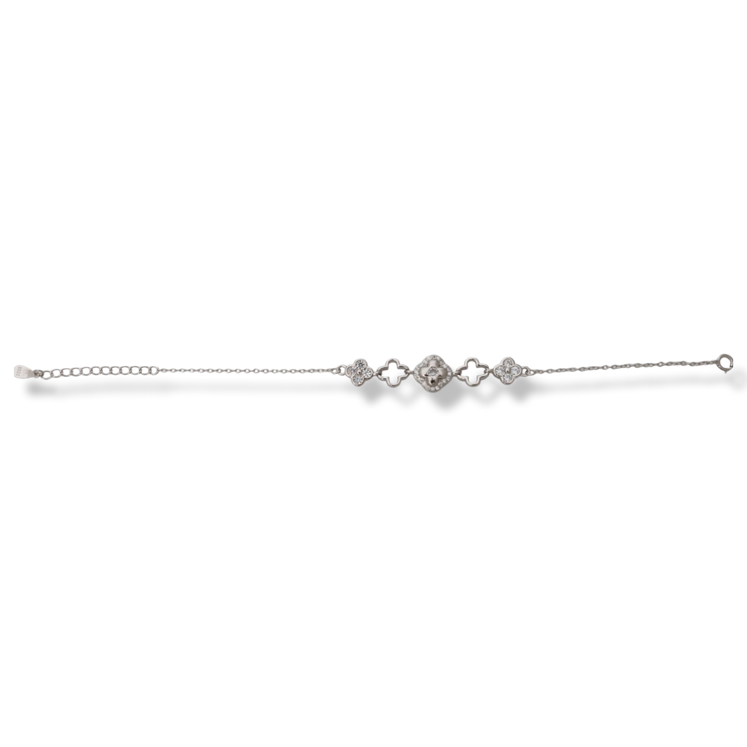 Silver Bracelet with Flowers