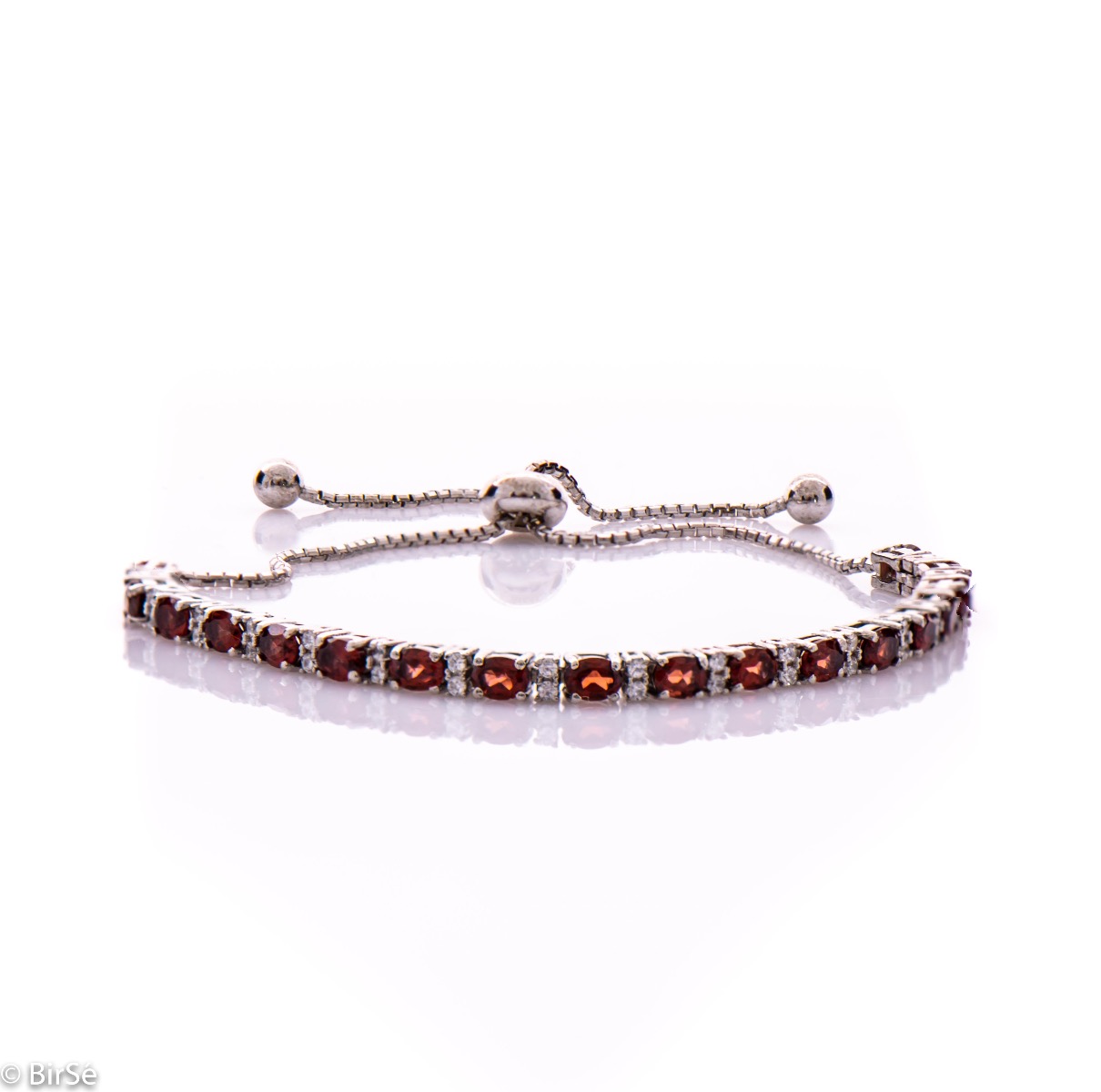 Silver Bracelet with Natural Garnet