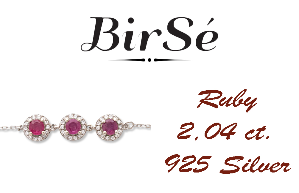 Silver Bracelet with Natural Ruby