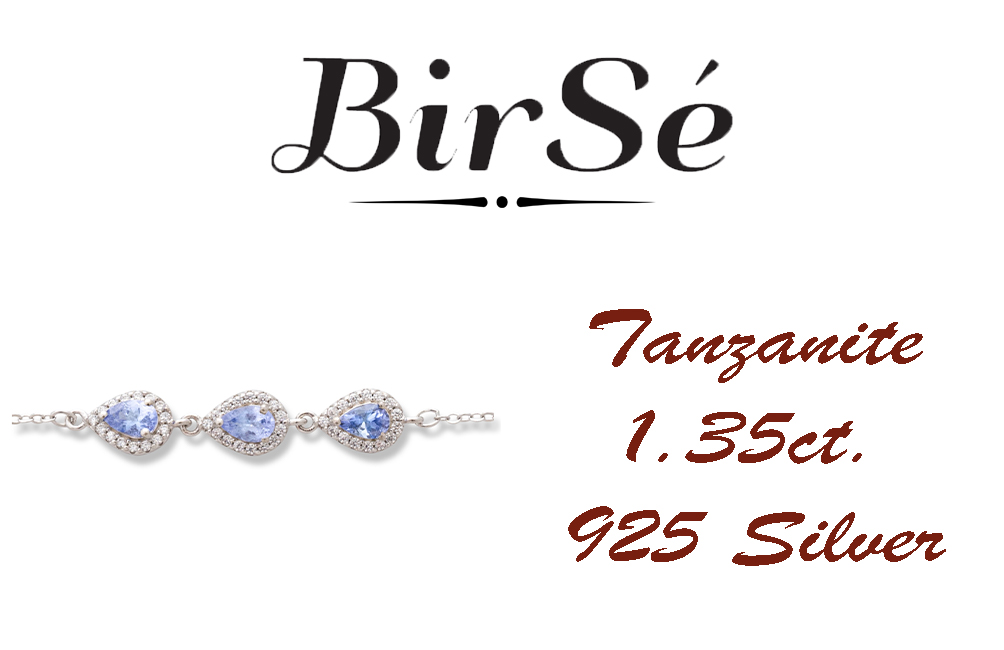 Elegant women's bracelet in soft silver with natural tanzanite drops, decorated with exquisite and subtle elements and sparkling zircons. The bracelet has an extension, for greater convenience when adjusting the length.