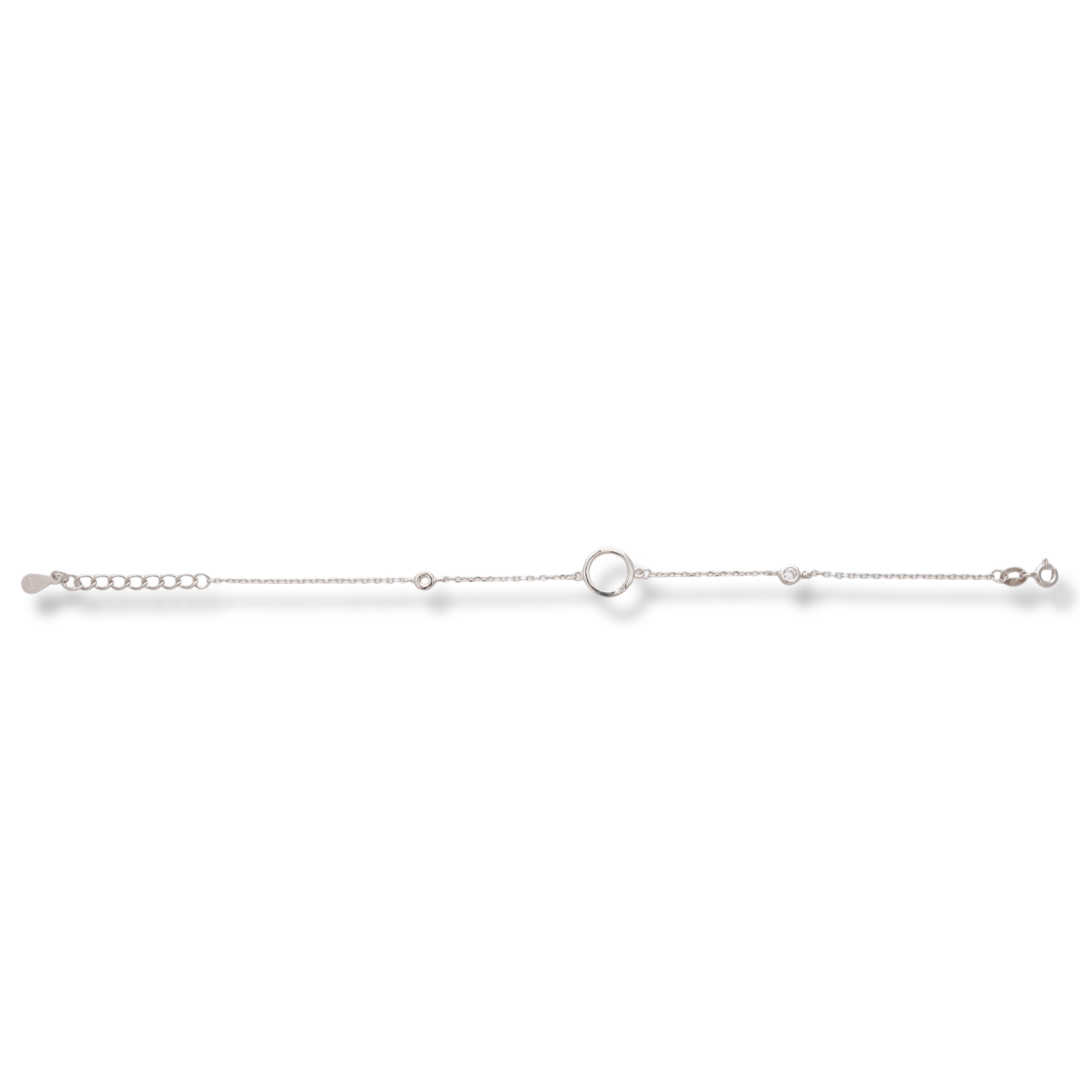 Elegant women's bracelet made of soft silver with exquisite workmanship, decorated with fine elements and sparkling zircons. The bracelet has an extension, for greater convenience when adjusting the length.