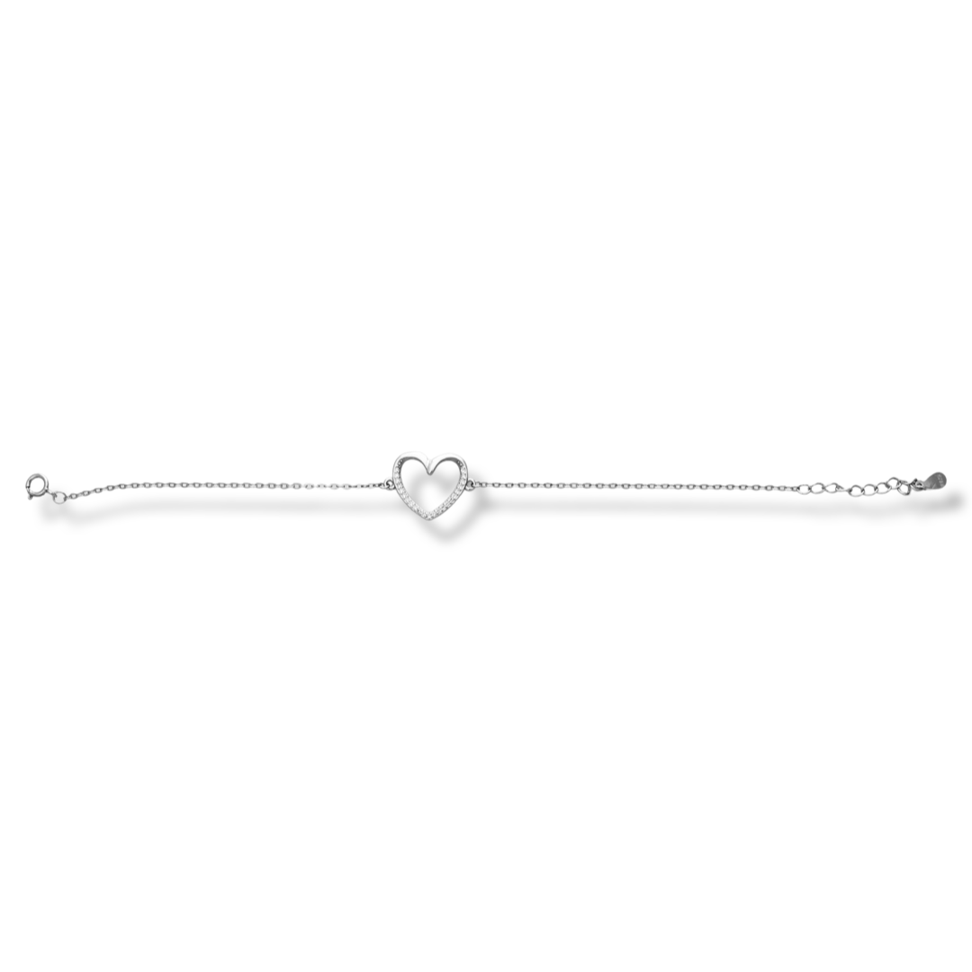 Silver Heart Bracelet with Zirconia