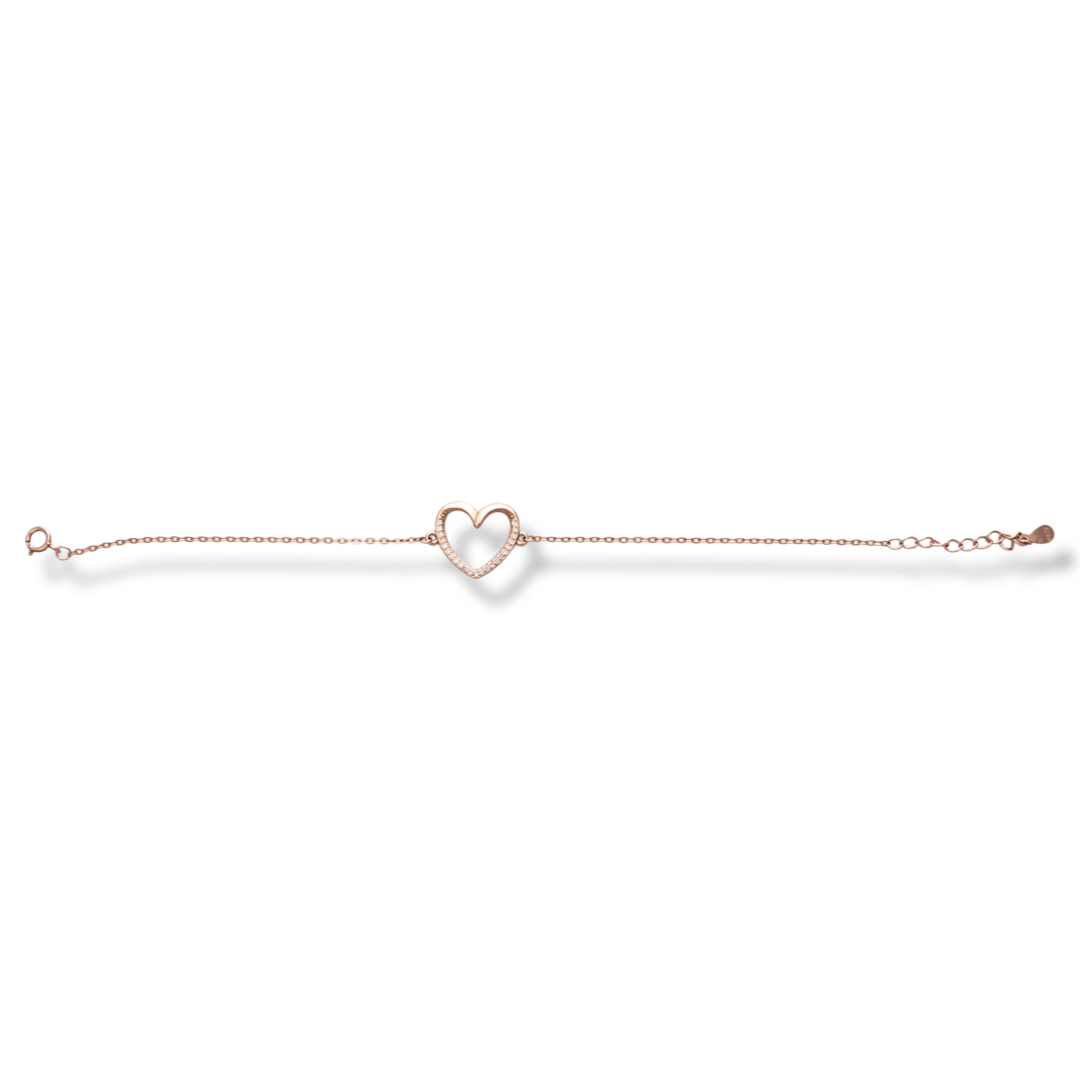 Rose Silver Heart Bracelet