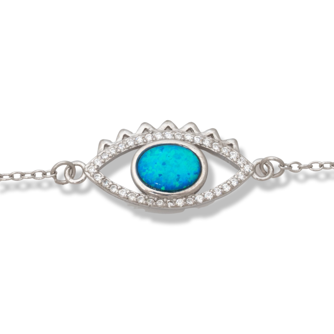 Silver Bracelet - Blue Eye with Zirconia