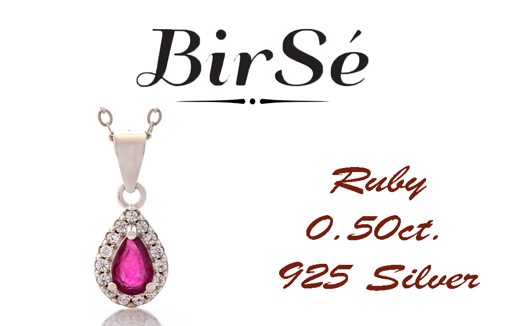 Silver necklace - Natural Ruby 0,50 ct.