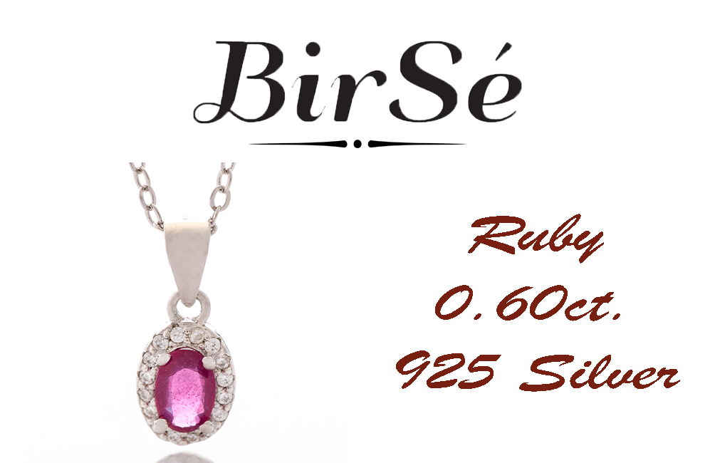 Silver necklace - Natural Ruby 0,60 ct.