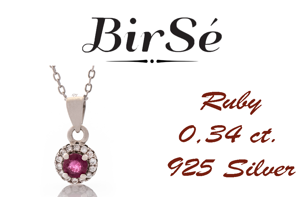 Silver necklace – Natural Ruby 0,34 ct.