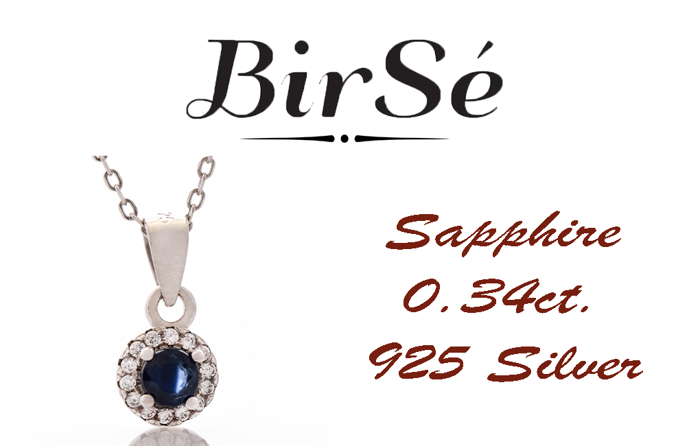 Silver necklace – Natural Sapphire 0,34 ct.