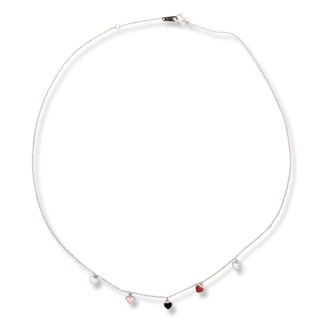 The different shades of love in the charming women's necklace of fine rhodium silver, beautiful hearts and colored enamel. This is what BirSe offers you in its new silver collection.