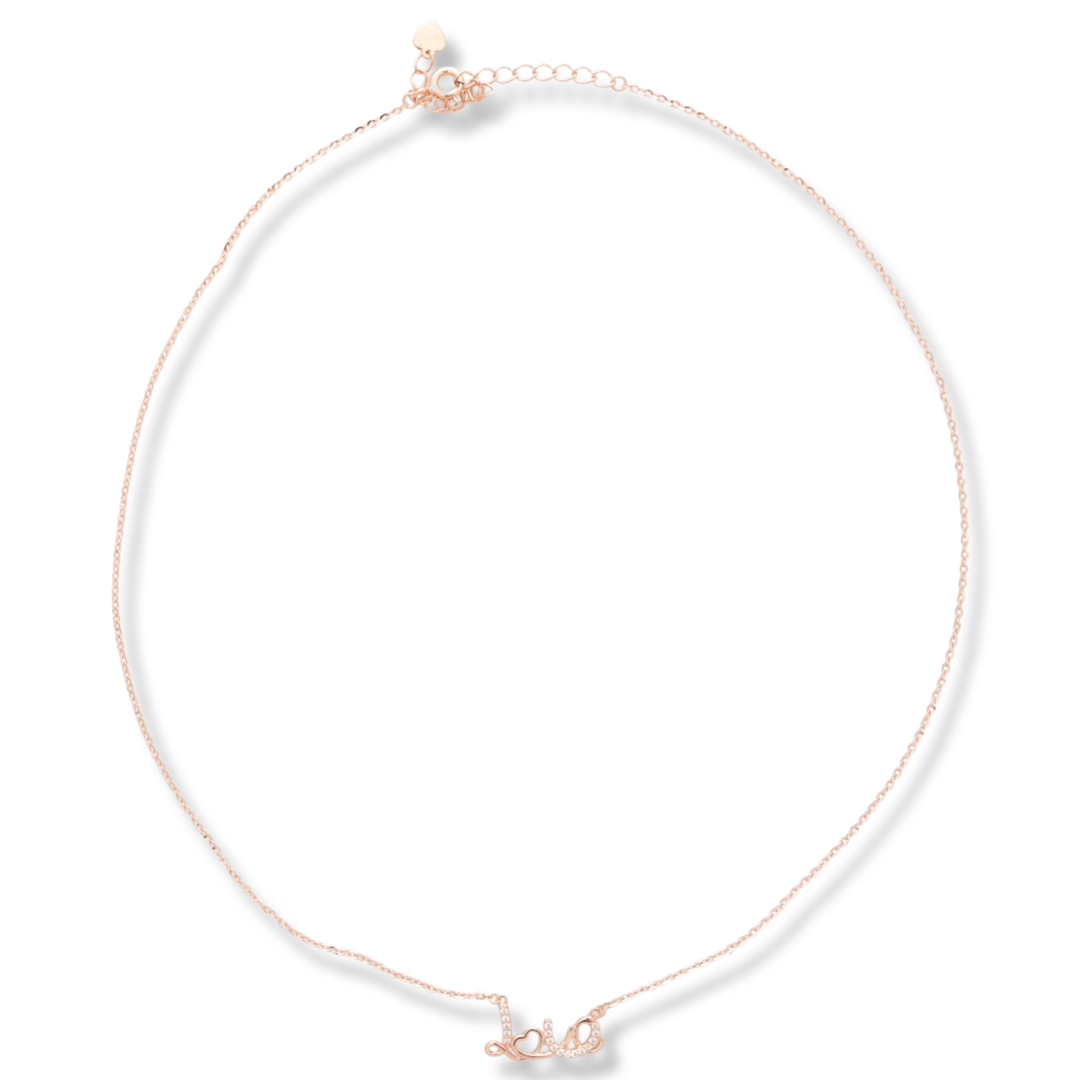 An elegant women's necklace with an innovative design of rose silver and sparkling zircons for the beloved woman. The jewelry is uniquely crafted and is a suitable gift for any occasion to show your love.