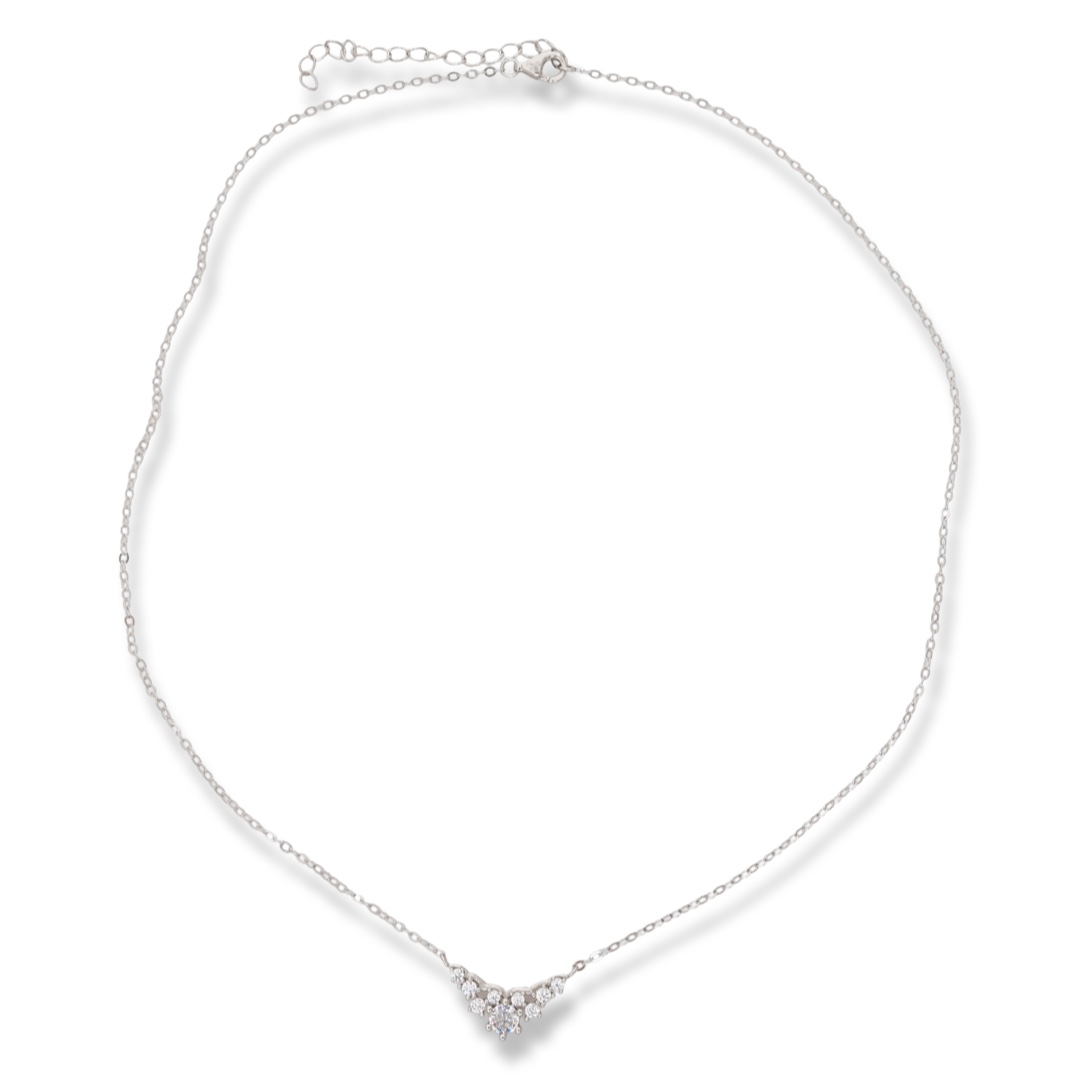 An elegant women's necklace made of fine rhodium silver in a spectacular combination with dazzling zircons. A piece of jewelery suitable for every stylish lady.