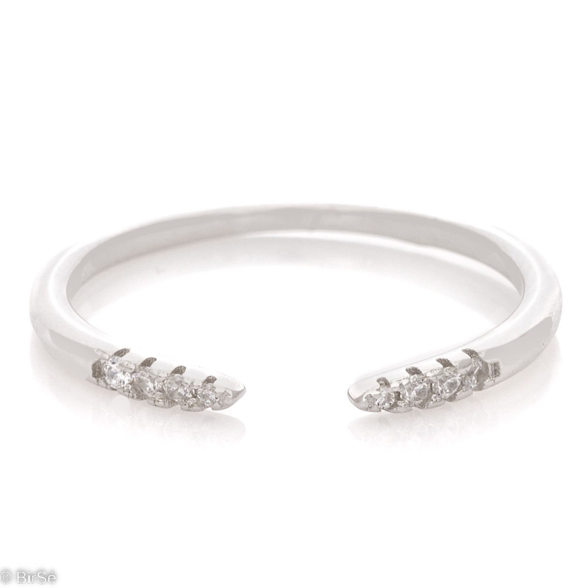 Delicately elegant silver ring with a spectacular look and sophisticated design. Stylish workmanship from a fine combination of rhodium-plated silver with delicate zircons. It is suitable for combining with silver jewelry with zircons.