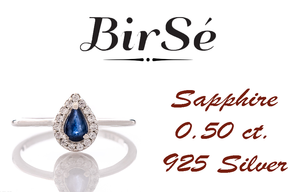 Silver ring - Natural Sapphire 0,50 ct.