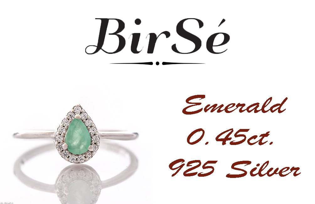 Silver Ring - Natural Emerald 0,45 ct.