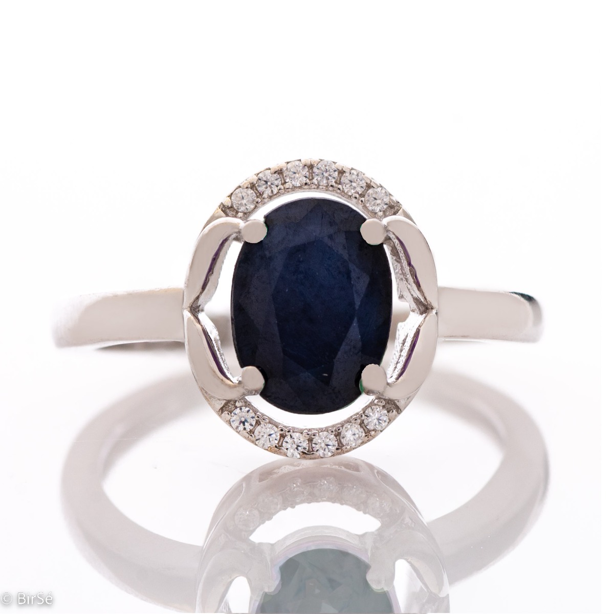 Silver ring - Natural Sapphire 1,00 ct.