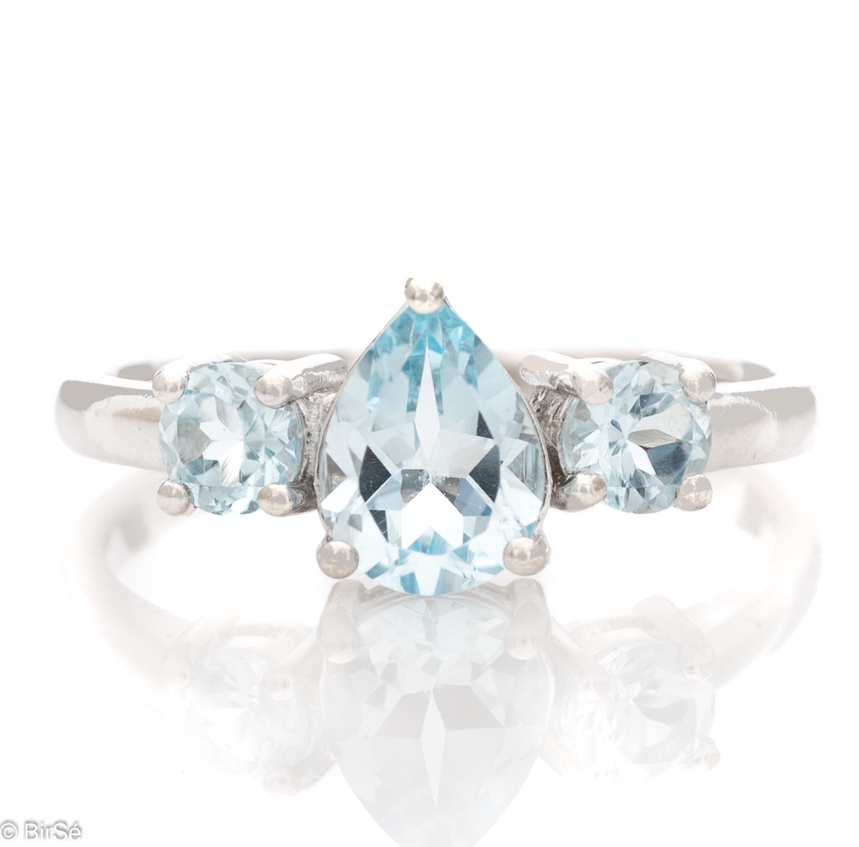 Enchanted Women's Ring of Rhodised Silver with Gentle Blue Topaz 1,70 ct.