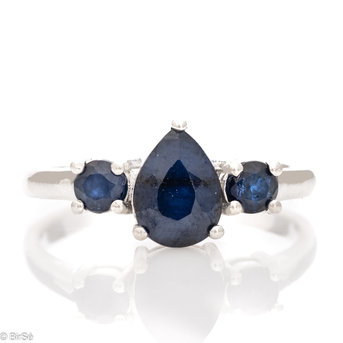 Mystical Women's Ring of Rhodrano Silver with Drop Natural Sapphire 1,68 ct.