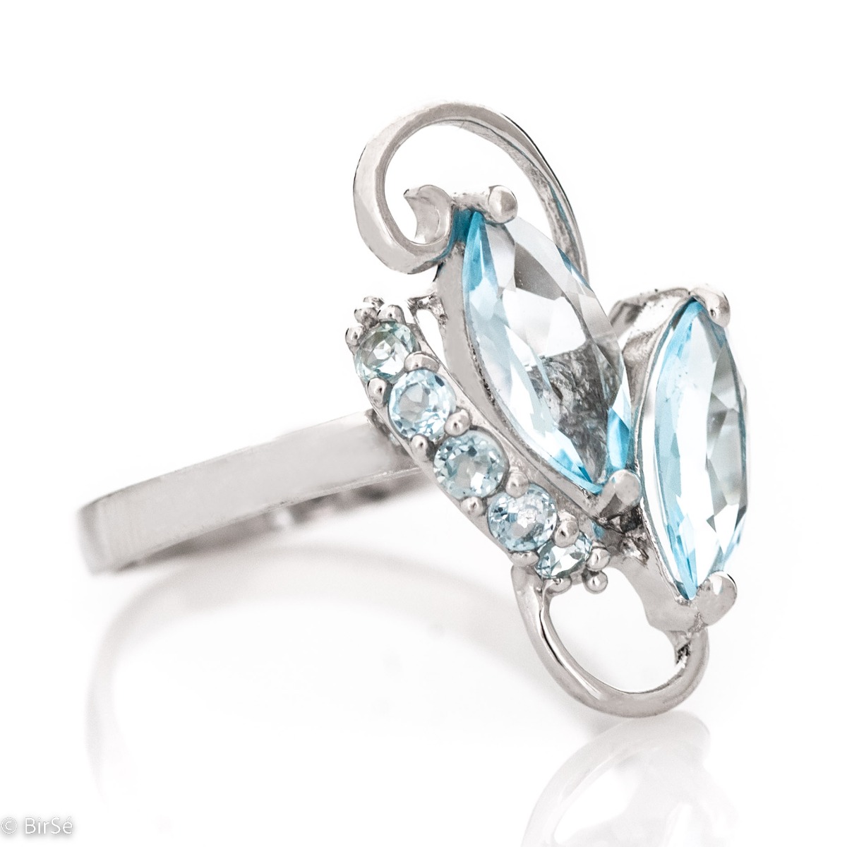 Unique magic created by dazzling blue topaz - a magical silver ring suitable for special moments and special ladies.