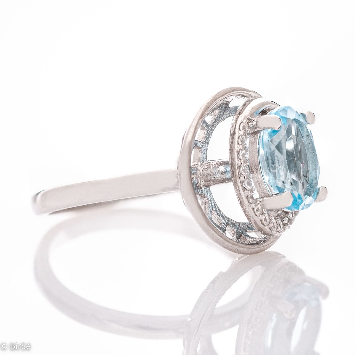 Silver ring - Natural Blue Topaz 1,60 ct.