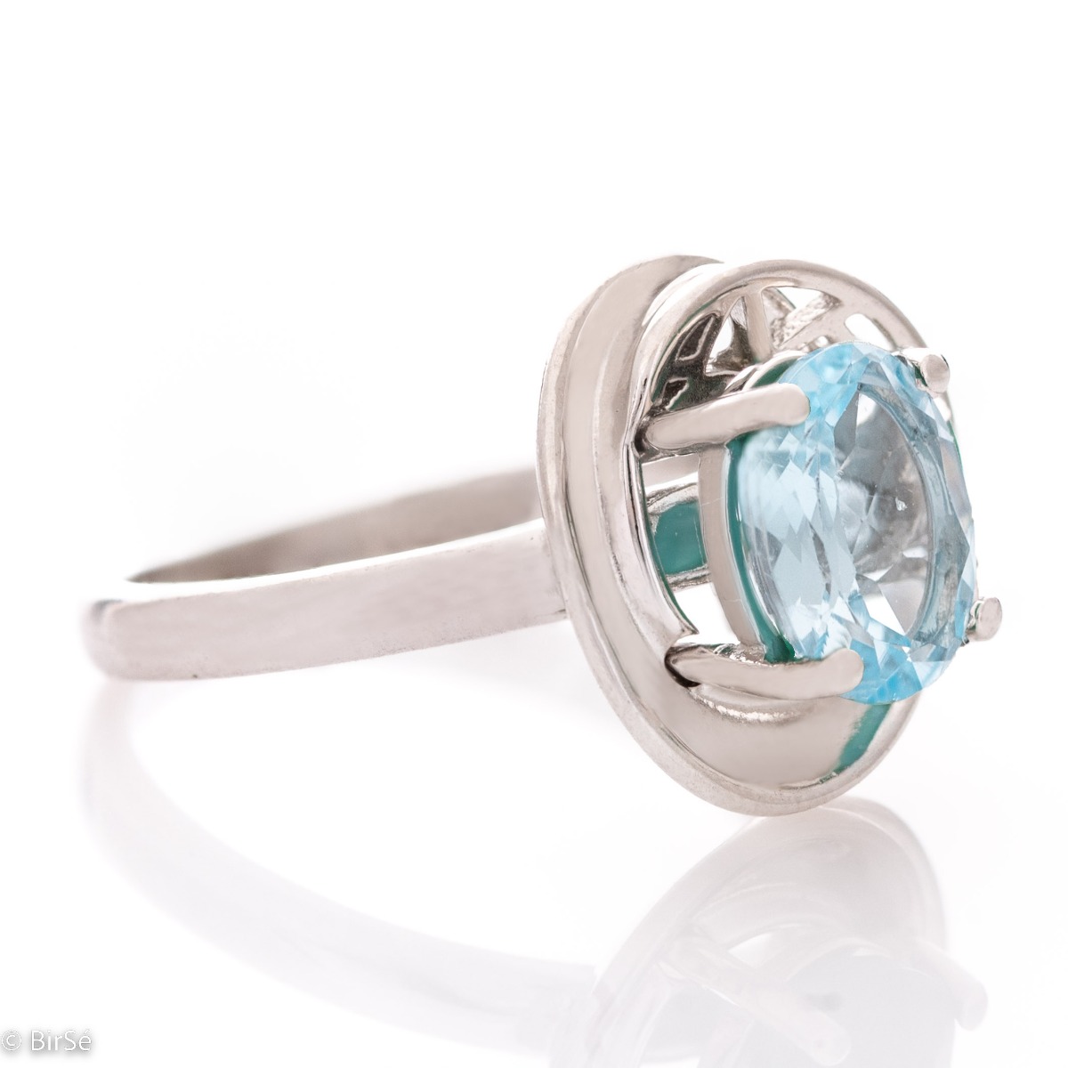 Silver ring - Natural Blue Topaz 1,60 ct.