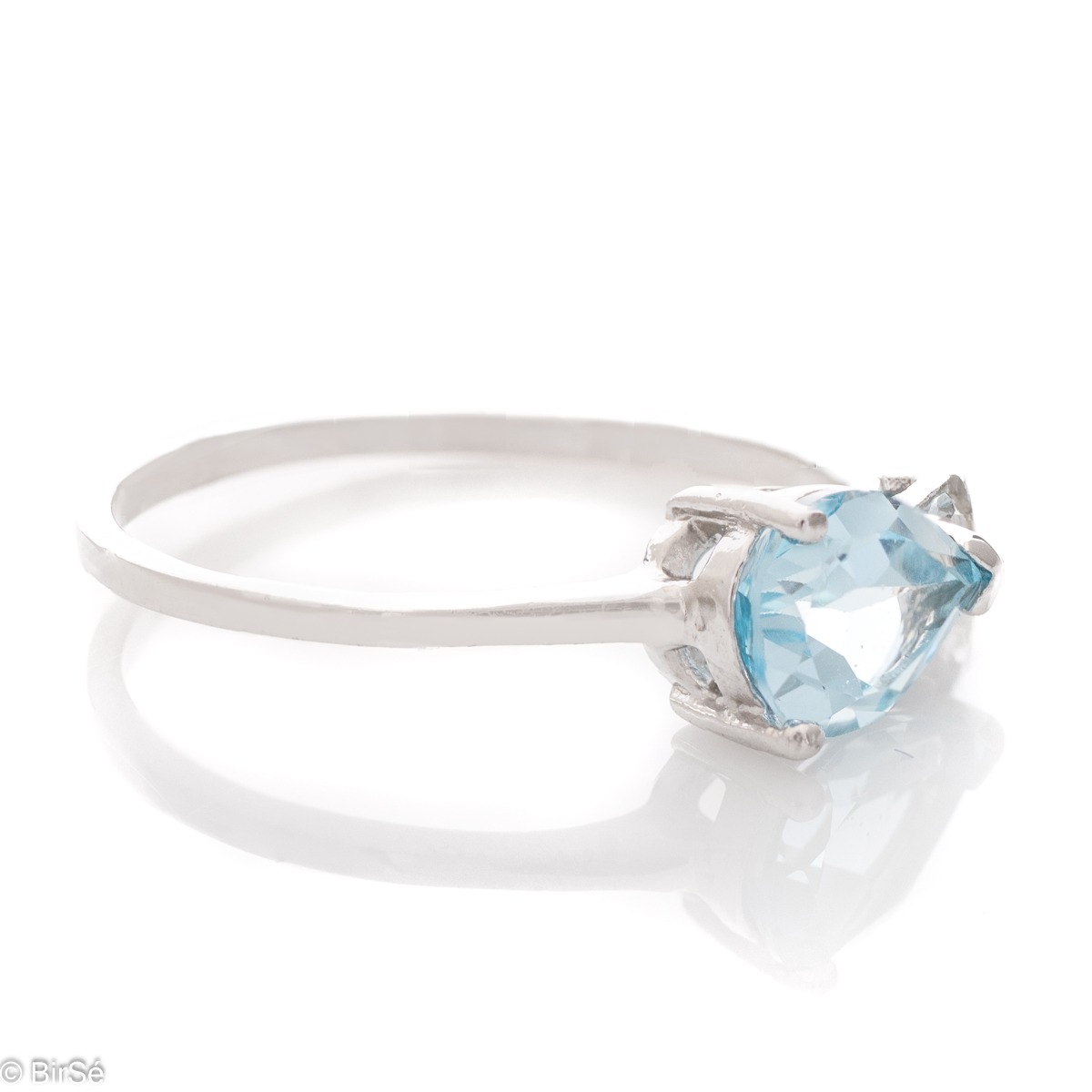 Silver ring - Drop Natural Blue Topaz 1,60 ct.