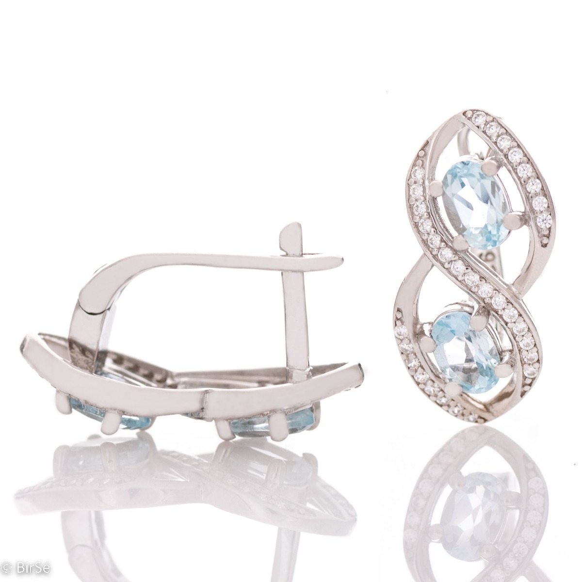 Silver earrings - Natural Blue Topaz 1,12 ct.