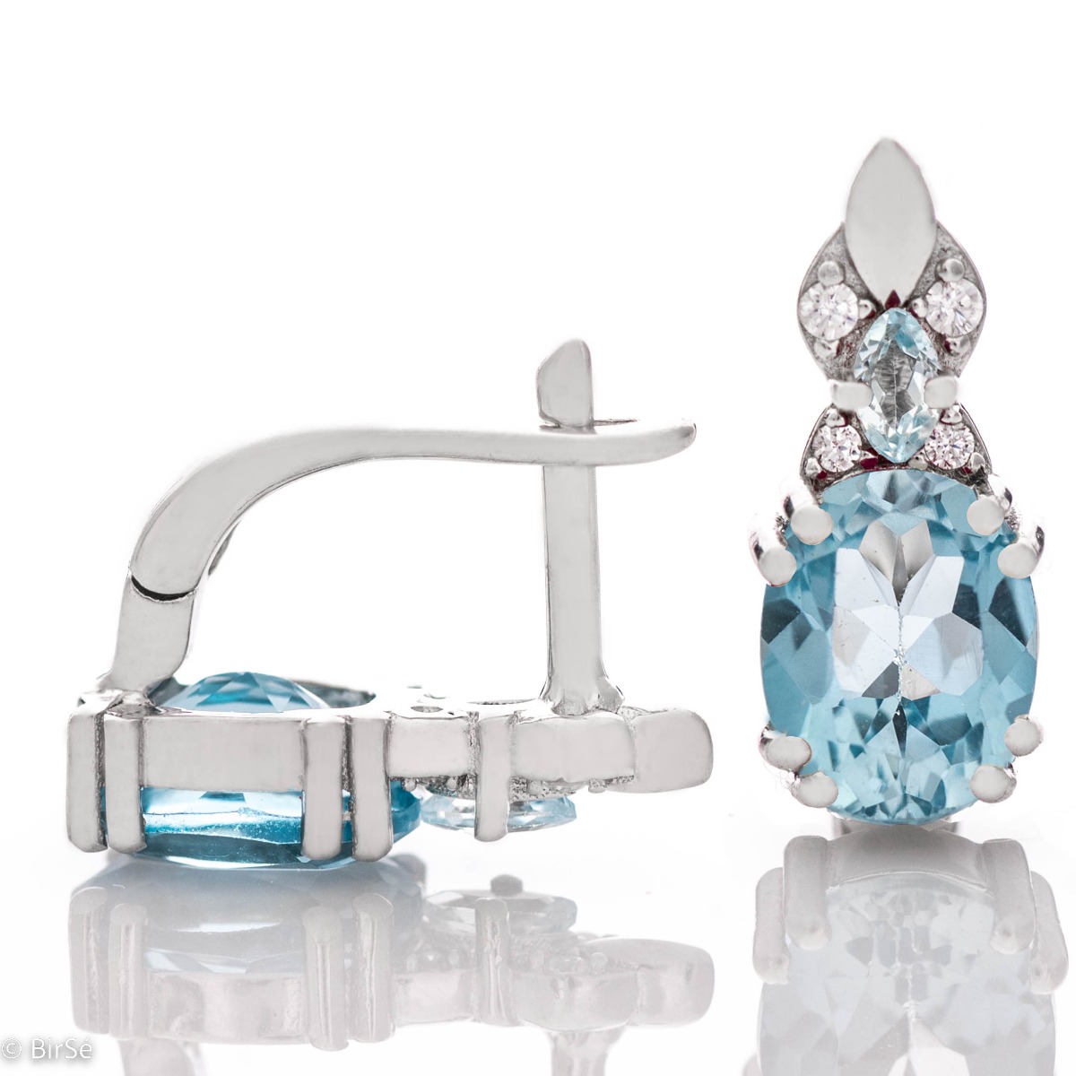 Silver earrings - Natural blue topaz 5,14 ct.