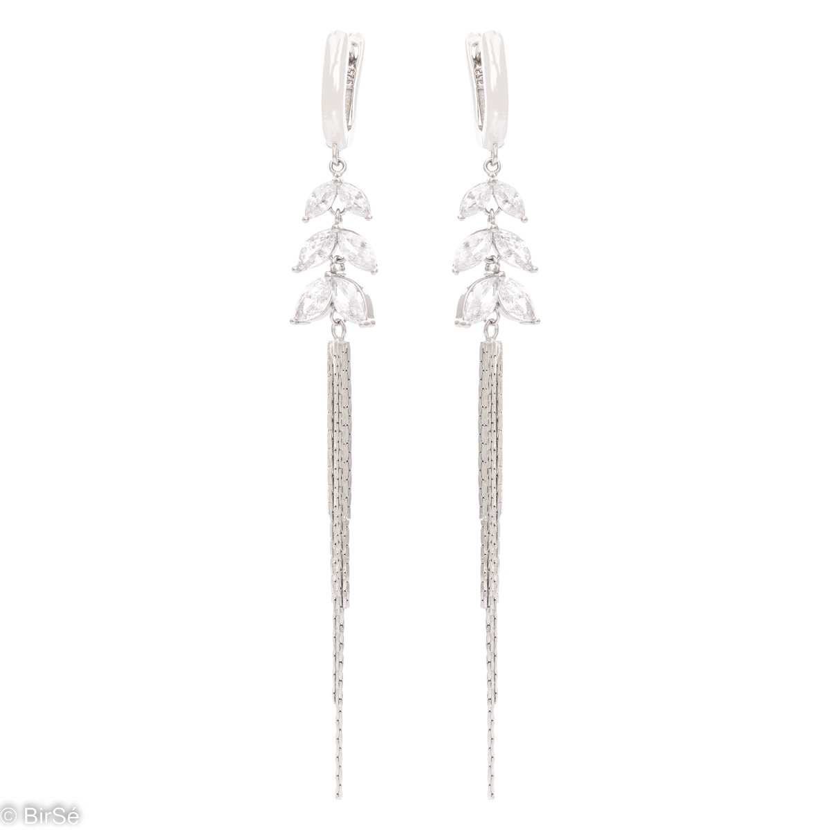 Long Silver Earrings with English Lock