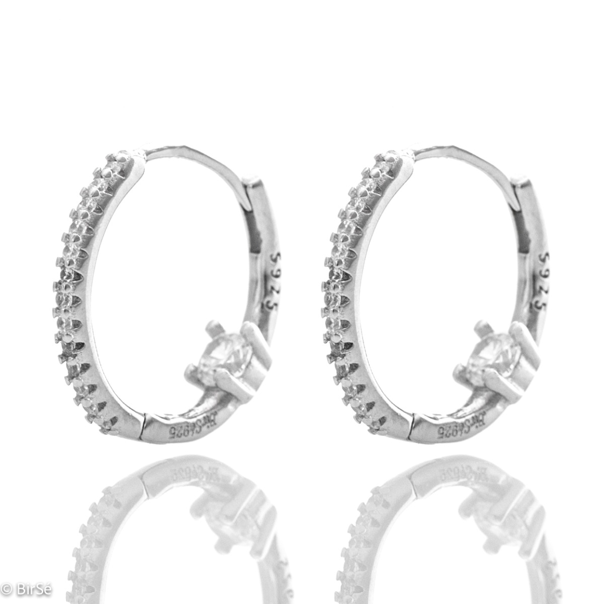 Exquisite women's hoop earrings, made with an elegant design entirely of rhodium-plated silver and dazzling zircons. Willow fastening is comfortable and practical, preferred by ladies.