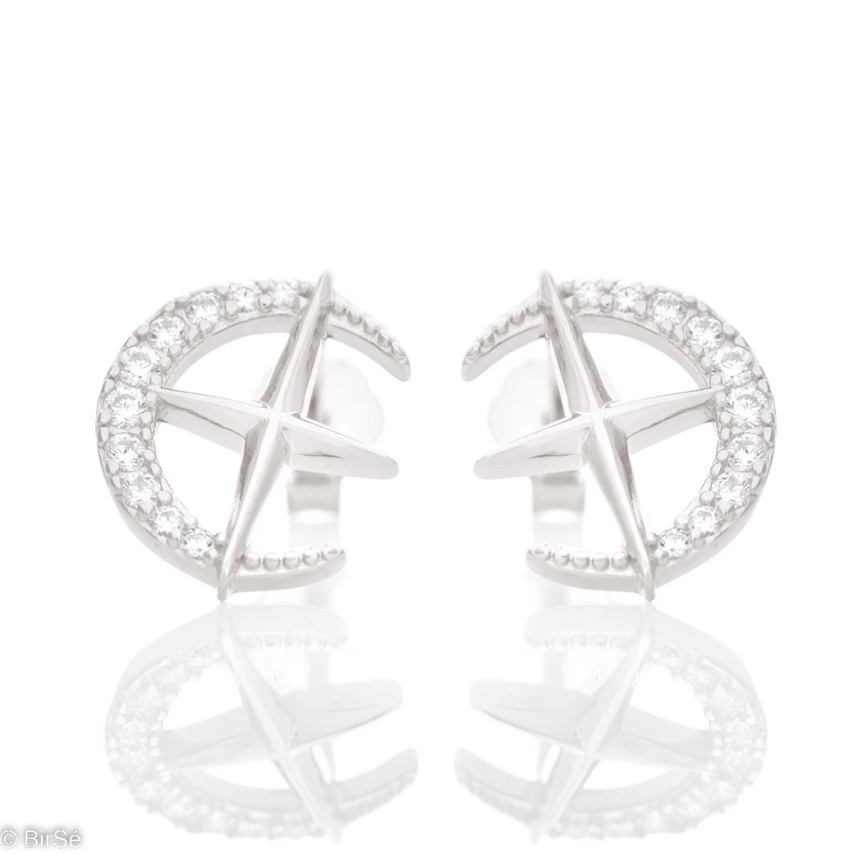 Spectacular women's earrings, completely crafted from fine rhodium silver in a beautiful pattern with a pin fastening. Covered with sparkling zircons, the earrings will be loved by every woman.