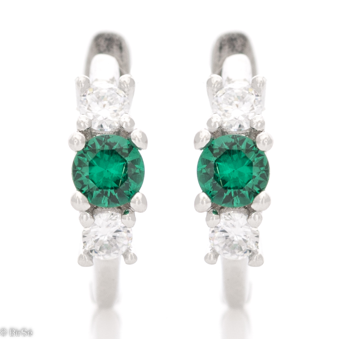 Charming women's earrings made of shiny rhodium silver in combination with tourmaline and zircons. A stylish model with the preferred English fastening.