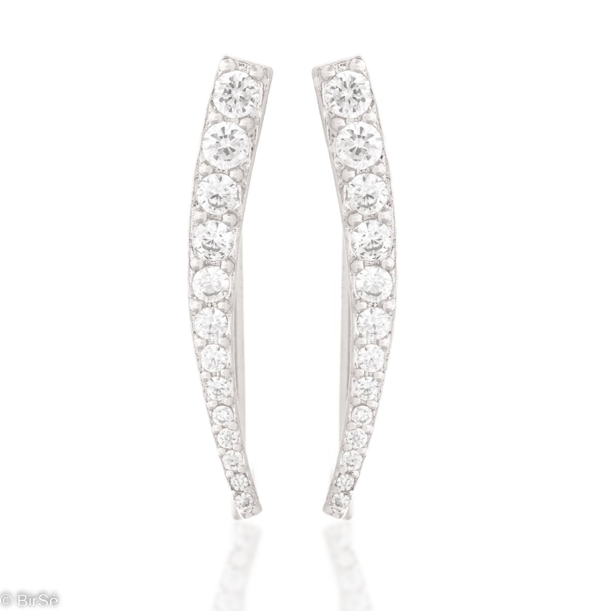 Spectacular silver earrings - hairpins with sparkling zircons on them. The elegant model, the beauty of the rhodium-plated silver and the craftsmanship will turn these earrings into your favorite piece of jewelry.