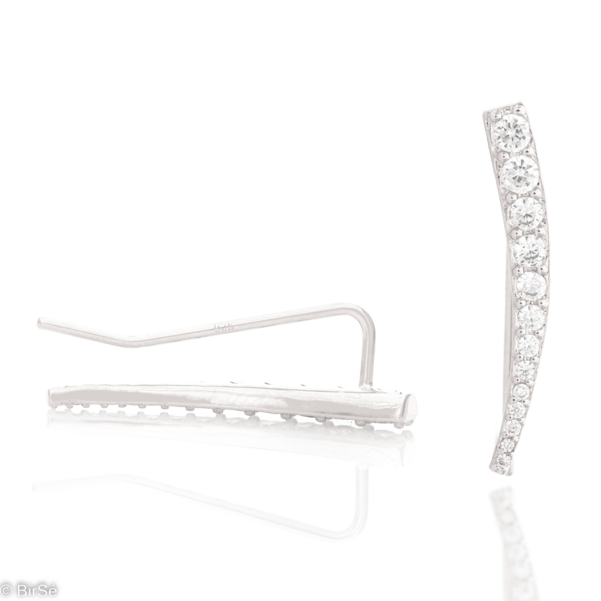 Spectacular silver earrings - hairpins with sparkling zircons on them. The elegant model, the beauty of the rhodium-plated silver and the craftsmanship will turn these earrings into your favorite piece of jewelry.