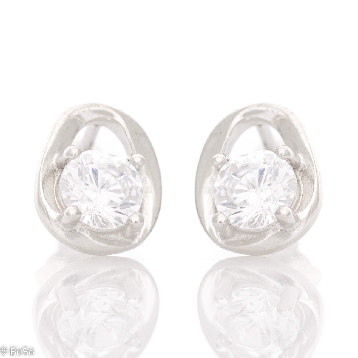 Sophisticated and stylish women's earrings with a clean design, elegantly crafted from rhodium-plated silver and complemented by dazzling zirconia. Pin fastening for security and convenience.