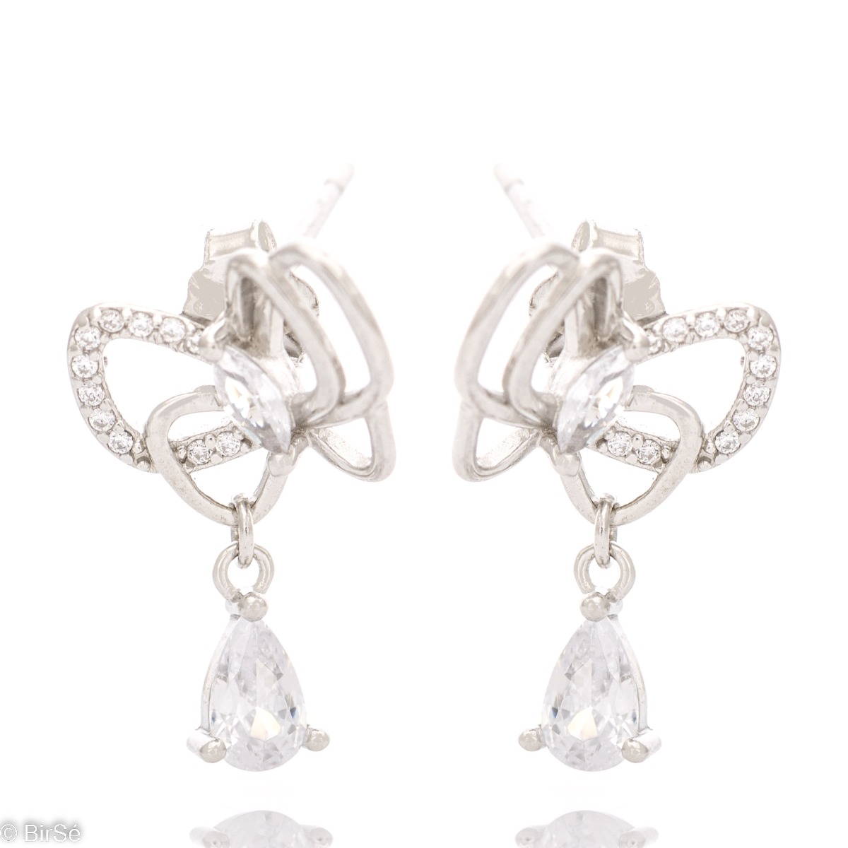 Sophisticated and stylish women's earrings with a clean design, elegantly crafted from rhodium-plated silver and complemented by dazzling zirconia. Pin fastening for security and convenience.