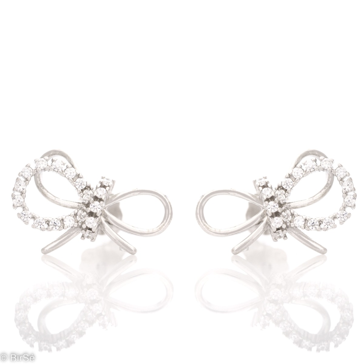 Tenderness and elegant style are found in the new offer of earrings from BirSe. Exquisite ribbons of fine rhodium silver with the glittering participation of countless zircons are a piece of jewelry that every lady would desire.