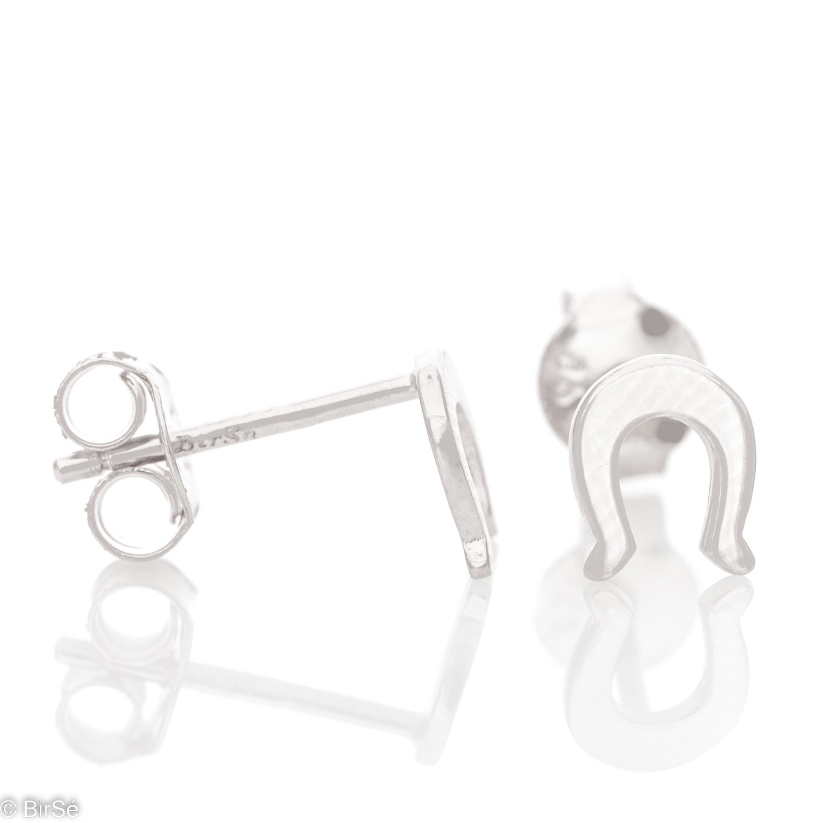 Simple horseshoe shaped earrings crafted from fine rhodium silver and stud fastening. The earrings are also suitable for little girls due to the lightweight model.