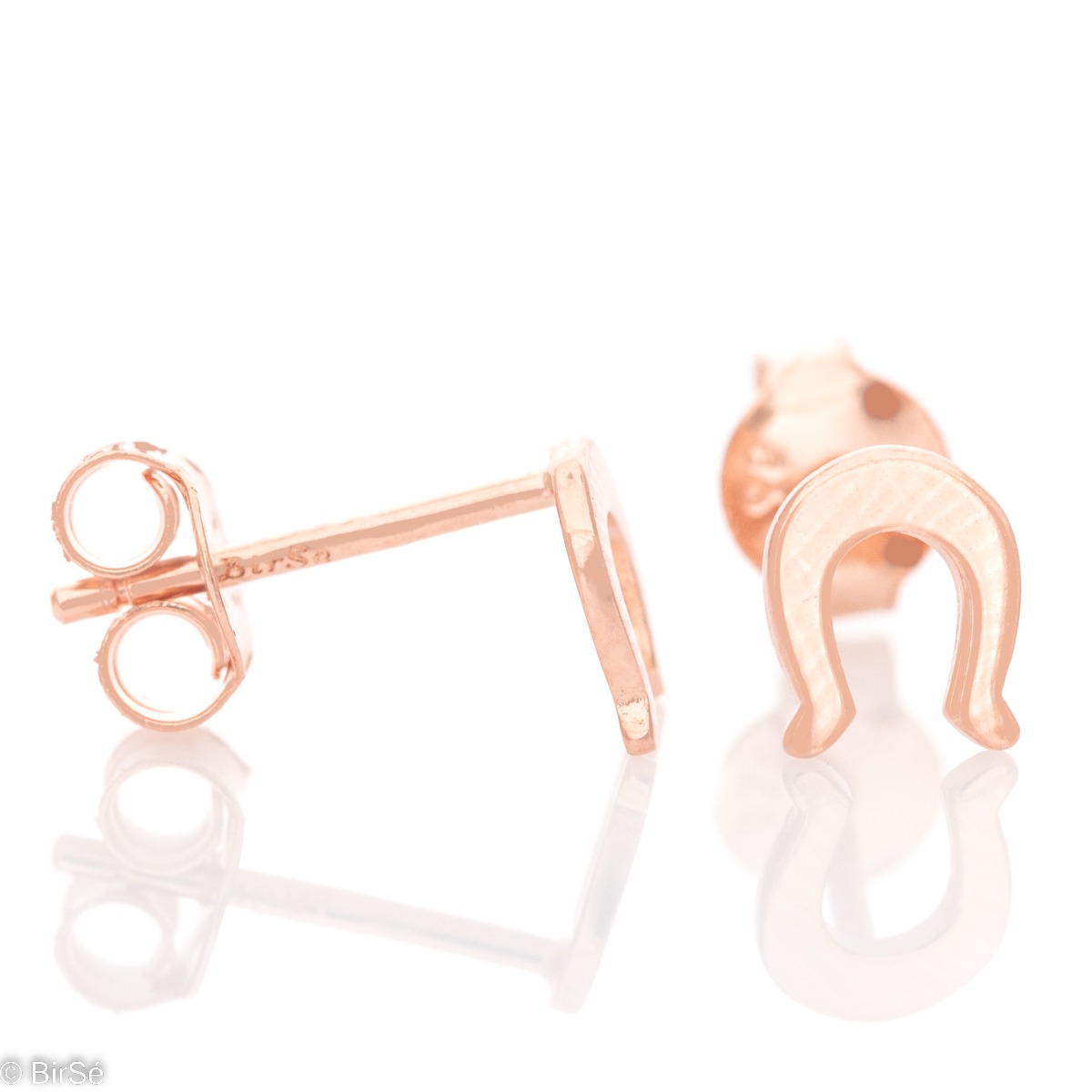 Simple horseshoe earrings crafted from fine rhodium rose silver and stud fastening. The earrings are also suitable for little girls due to the lightweight model.