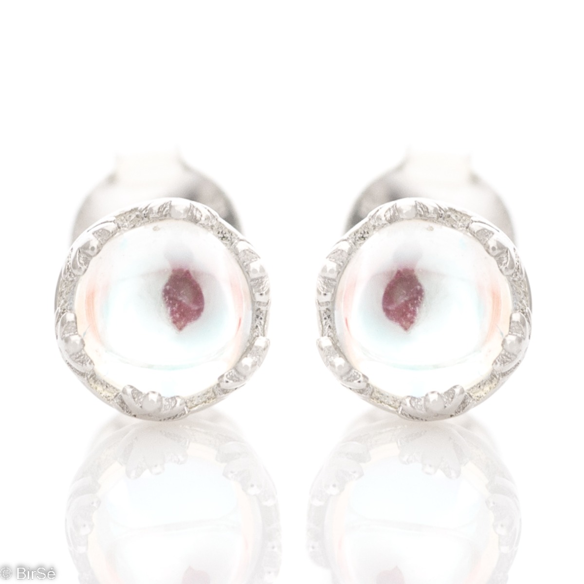 Captivating women's earrings crafted in an elegant style from rhodium-plated silver featuring a delicate moonstone. Beautiful jewelry for stylish and sophisticated ladies.