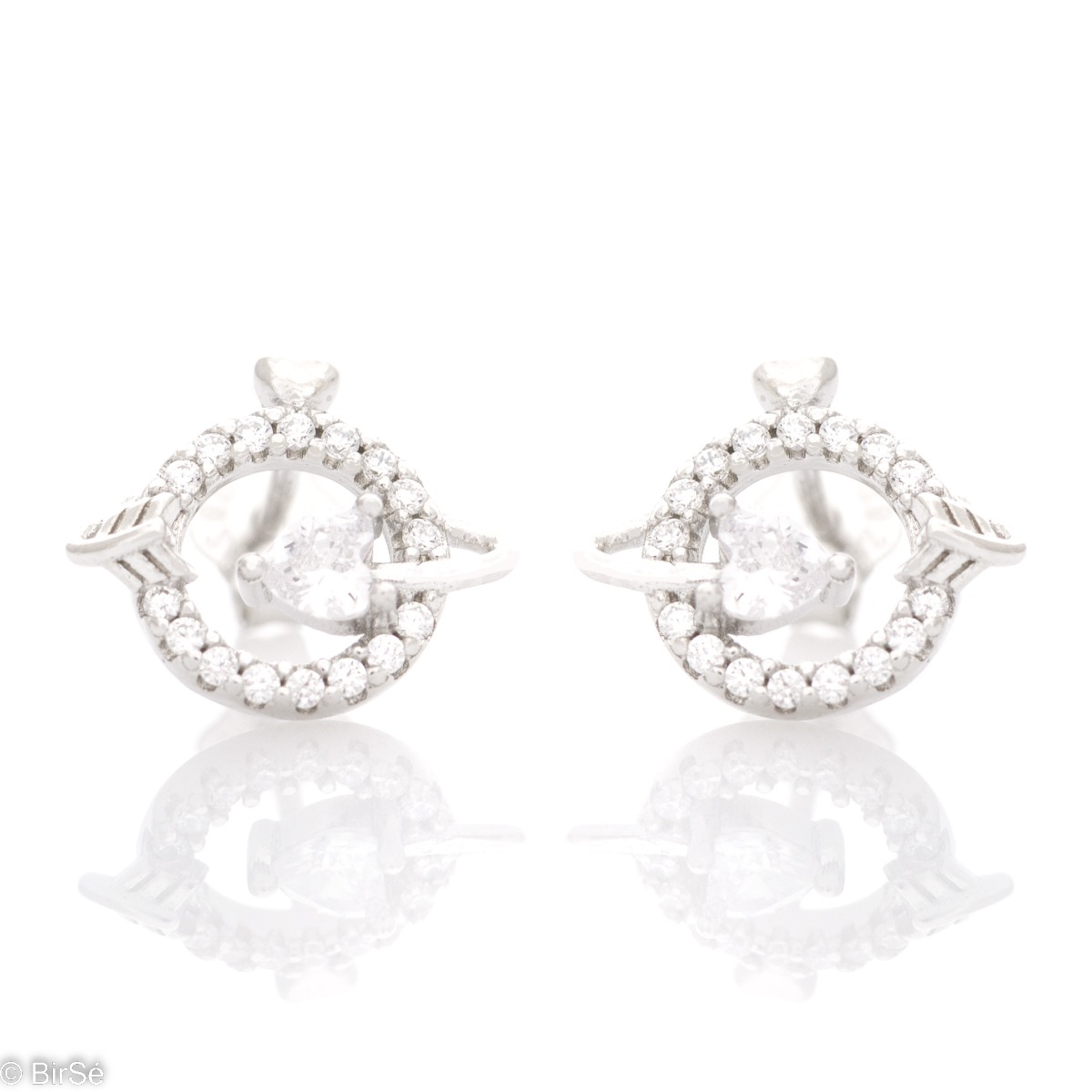 Elegant earrings made of rhodium-plated silver with zircons enhancing their beauty. Make your look more spectacular with the new exquisite earrings from BirSe. Earrings suitable for every day and occasion.