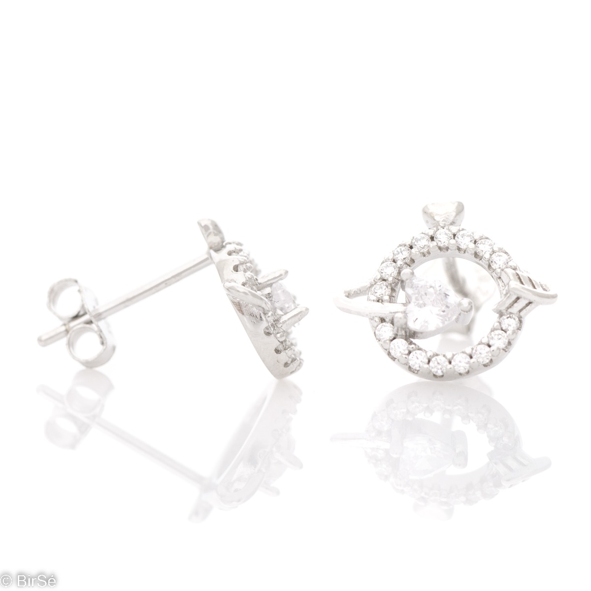 Elegant earrings made of rhodium-plated silver with zircons enhancing their beauty. Make your look more spectacular with the new exquisite earrings from BirSe. Earrings suitable for every day and occasion.