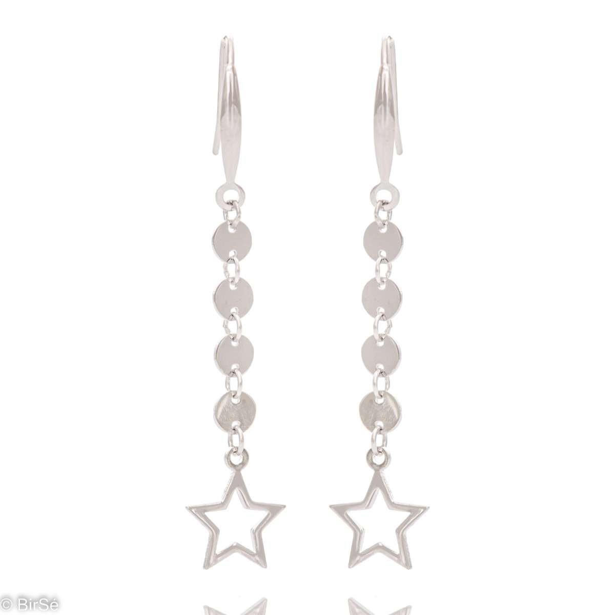 Extremely impressive sterling silver dangle earrings with a delicate look and pin fastening. Stylish workmanship of the compositional elements and details of fine rhodium silver. Suitable for your everyday life.