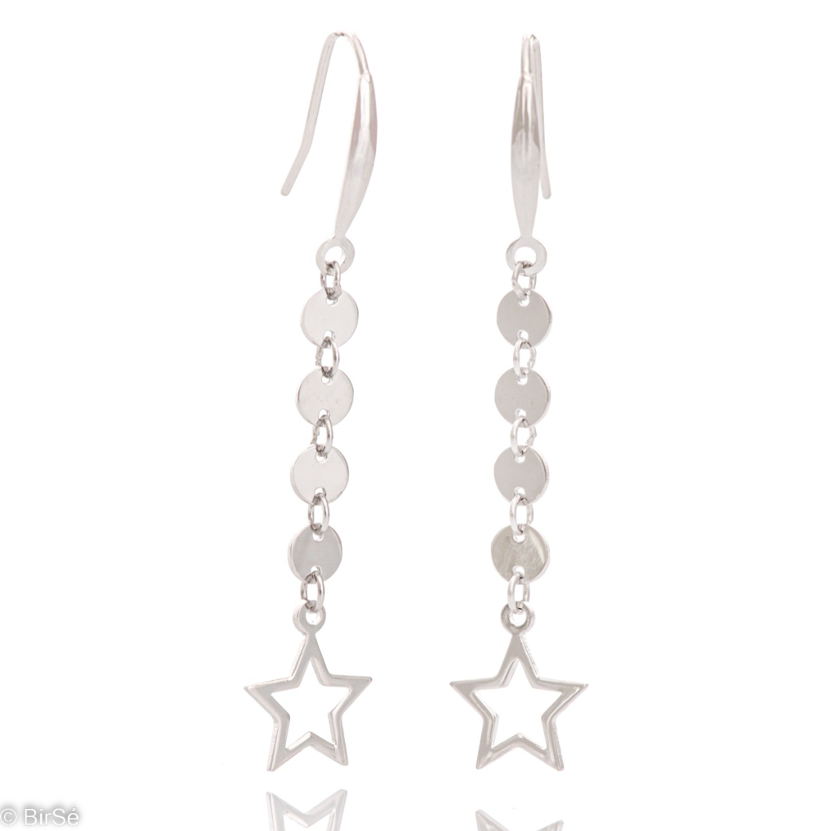 Extremely impressive sterling silver dangle earrings with a delicate look and pin fastening. Stylish workmanship of the compositional elements and details of fine rhodium silver. Suitable for your everyday life.