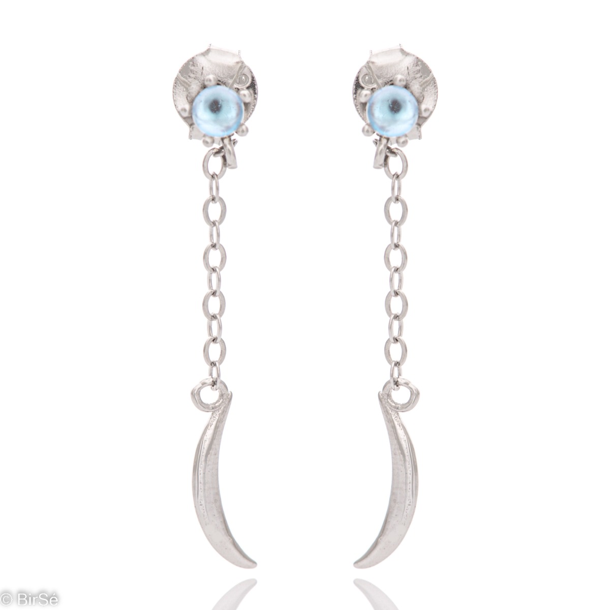 Spectacular women's earrings with an exquisite design of rhodium-plated silver and enamel. The hanging model is extremely gentle and suitable for your everyday life.