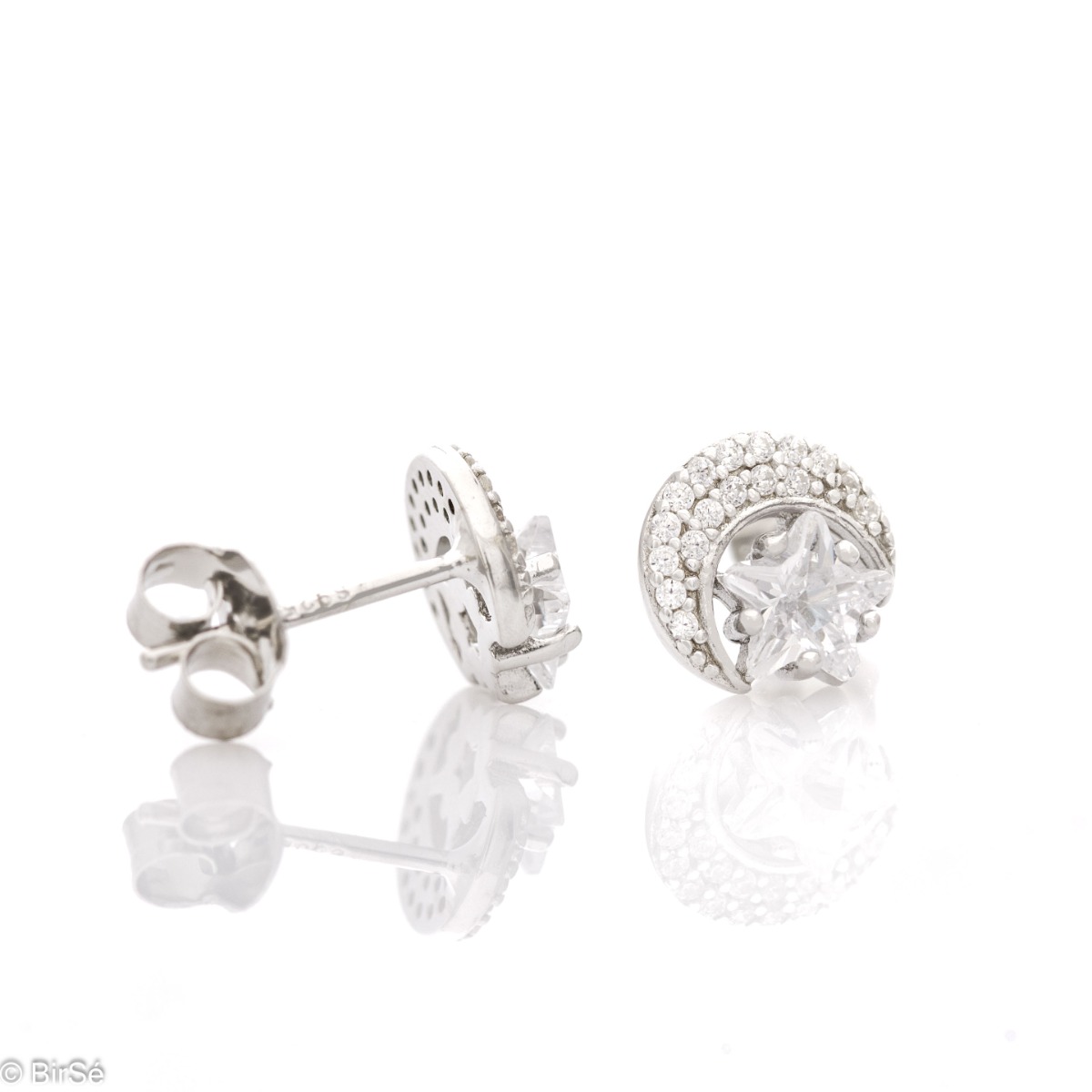 Shiny women's earrings, with a complete rhodium-plated silver finish and the subtle presence of delicate zircons. The earrings are fastened with a pin - comfortable and practical for your everyday life. Earrings are a beautiful proposal for a gift to a be